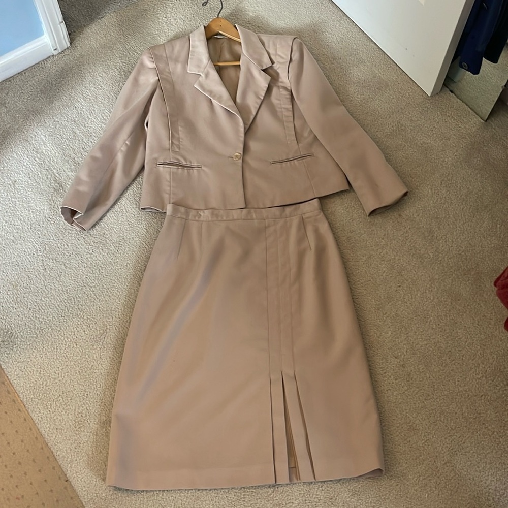 Vintage Acquisition Women’s Tan Suit Jacket and Skirt